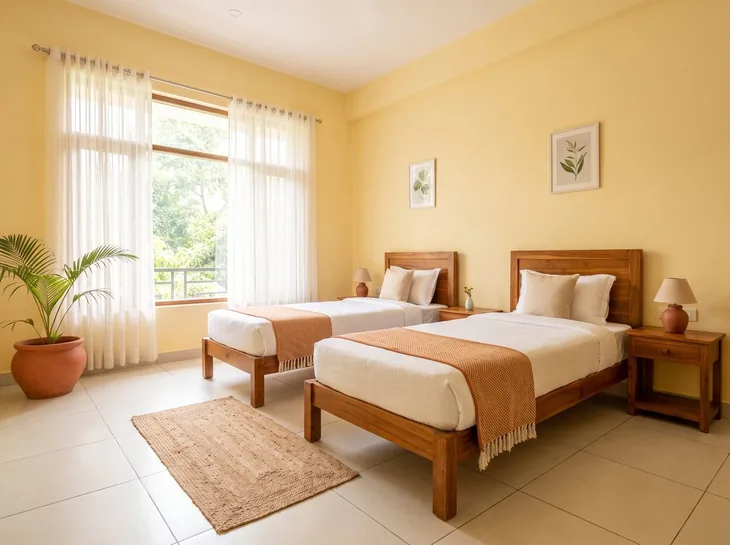A twin room at Rishikesh Nath Yogshala