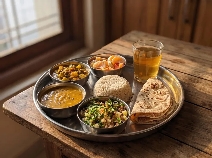 Sattvic vegetarian meal served at the school